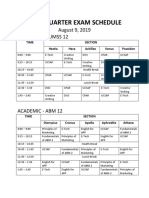 First Quarter Exam Schedule