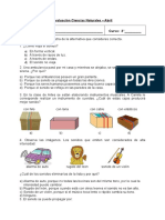 Evaluacion Ciencias Naturales 3º Abril