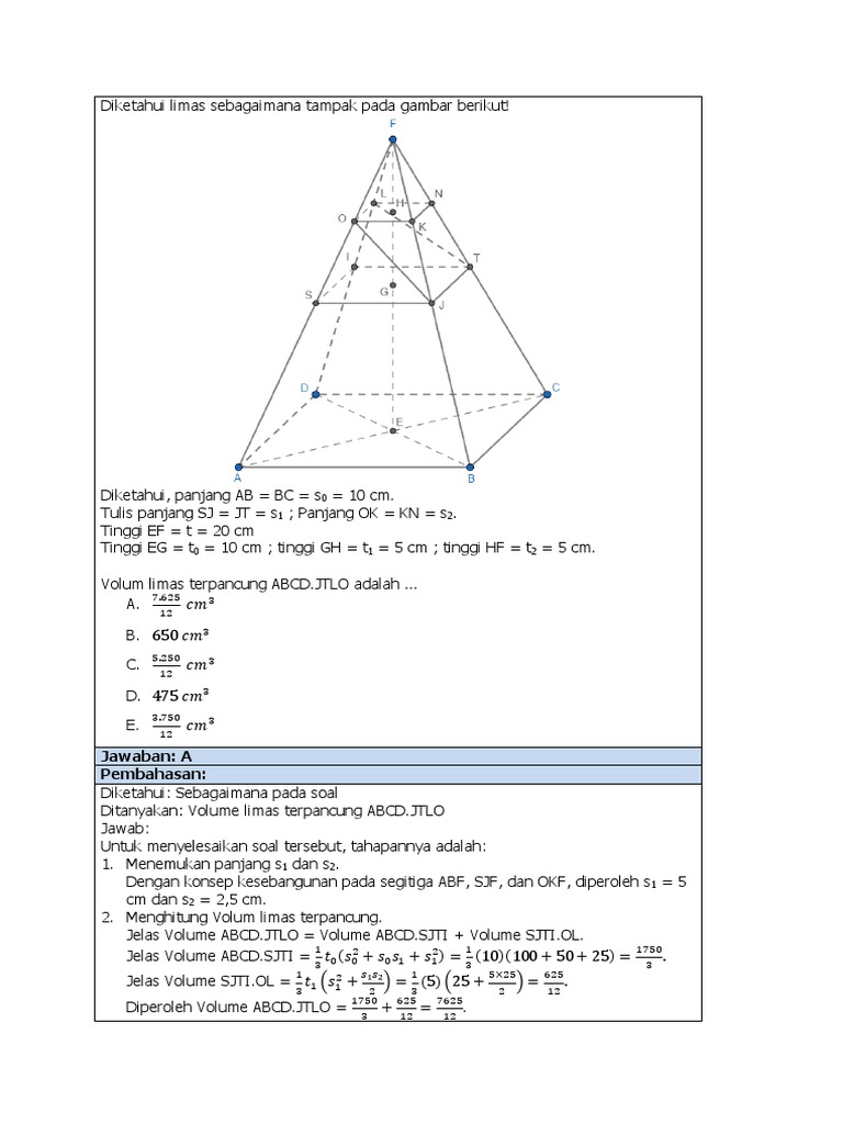 Volume Limas Terpancung ABCD.JTLO | PDF