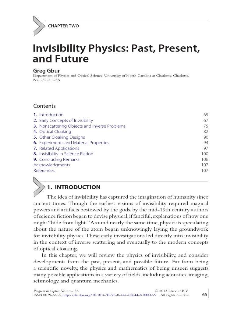 Invisibility Physics Past Present and Future 2013 Progress in Optics ...