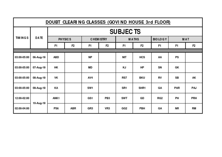 Class Schedule for Biology and More | PDF