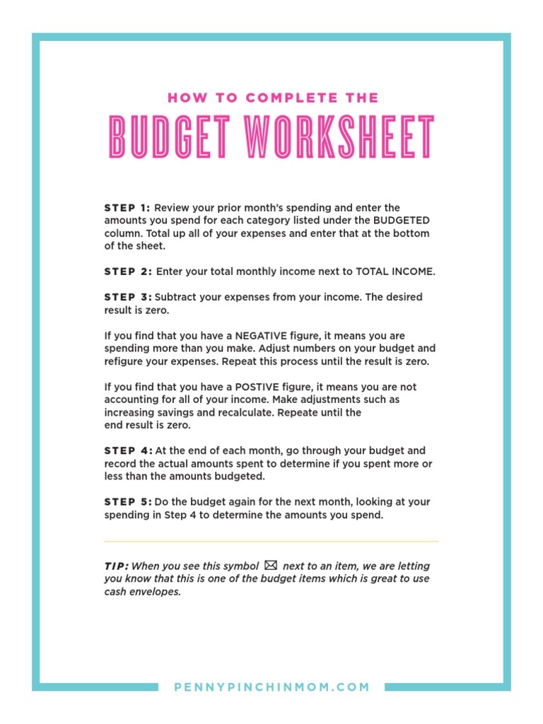 Budget Worksheets 3 Pgs PDF Mortgage Loan Budget