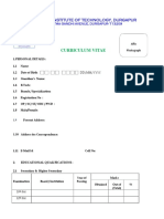 Curriculum Vitae: National Institute of Technology, Durgapur