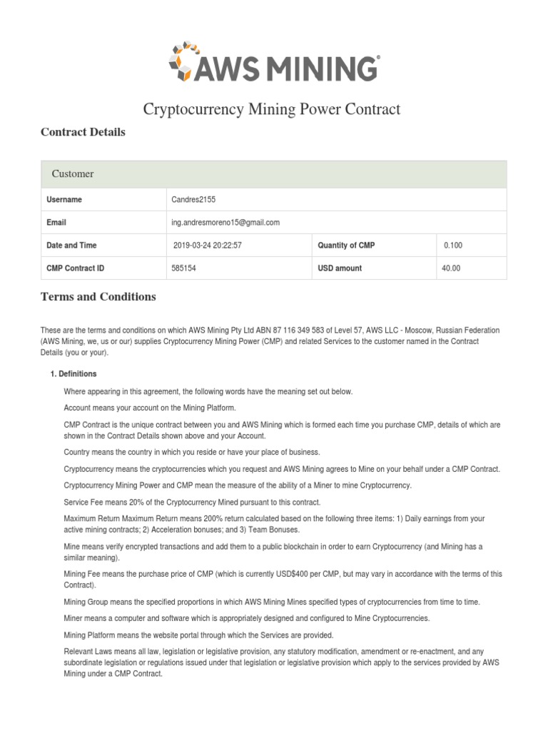 Cryptocurrency Mining Power Contract Details | PDF | Cryptocurrency ...