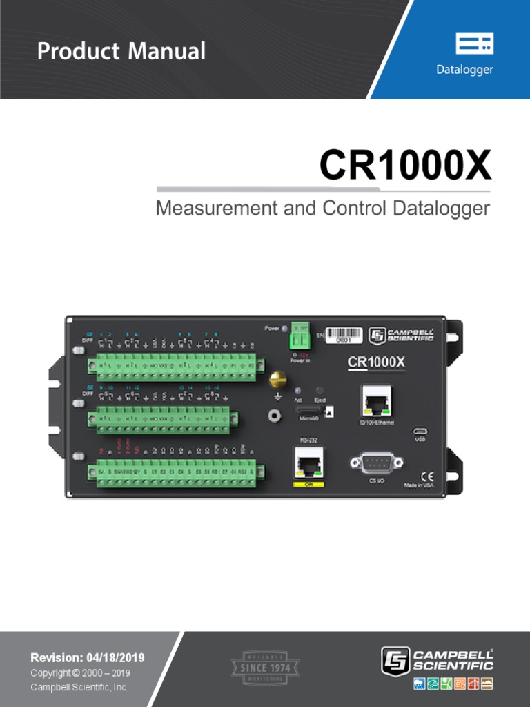 Cr1000x Product Manual Data Acquisition Power Supply Free 30day