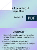Laws (Properties) of Logarithms: Section 3.3