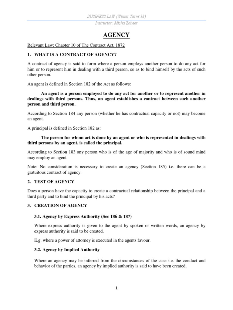 AGENCY PDF Law Of Agency Ratification