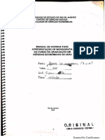 Manual de Normas Para Apresentação de Monografia Do Curso de Graduação Em Ciências Econômicas Da Uerj 2001