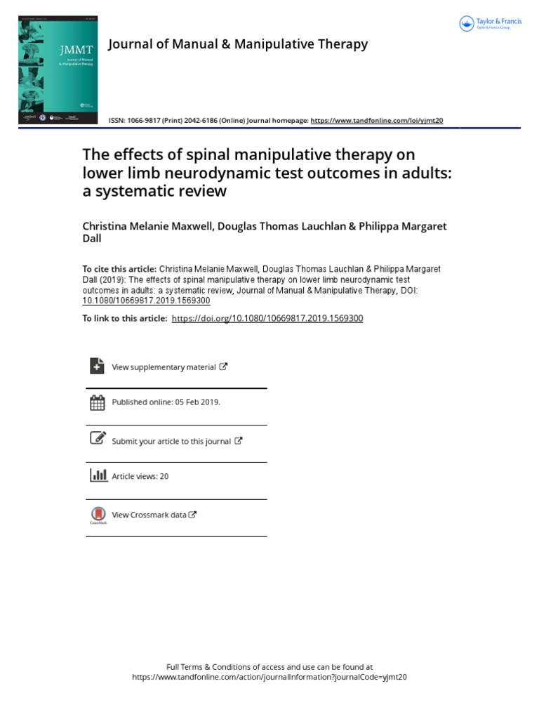 The Effects of Spinal Manipulative Therapy On Lower Limb Neurodynamic