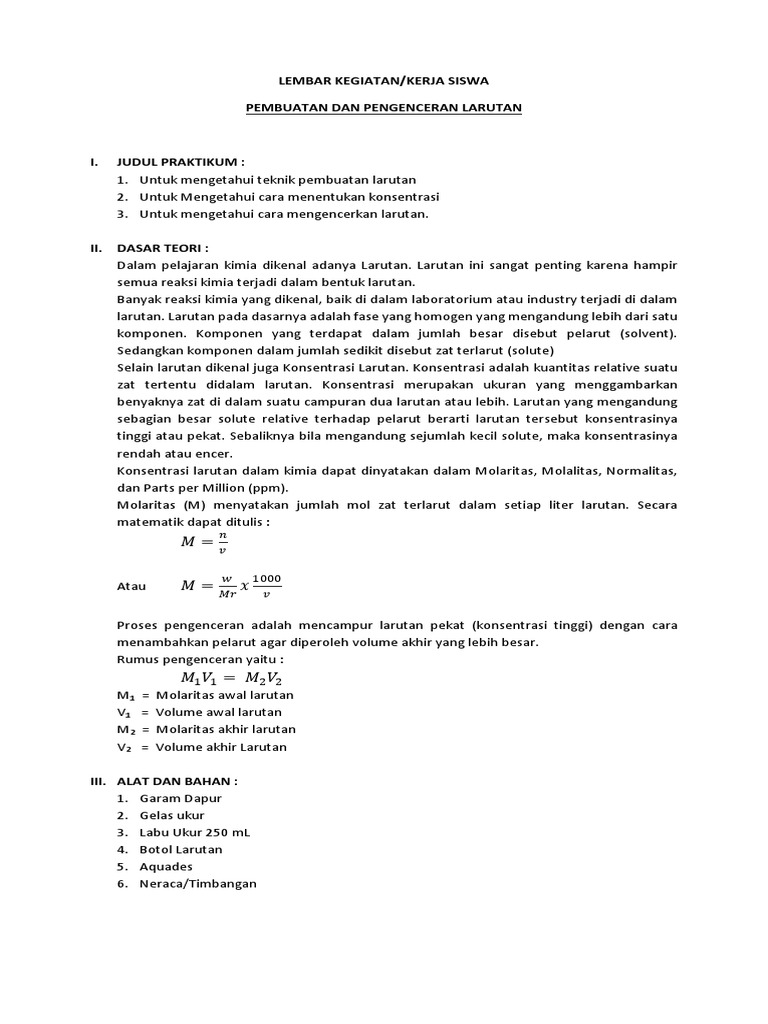Preparing and Diluting Solutions PDF