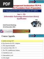 ITIL - Session 01 - ITIL Qualification