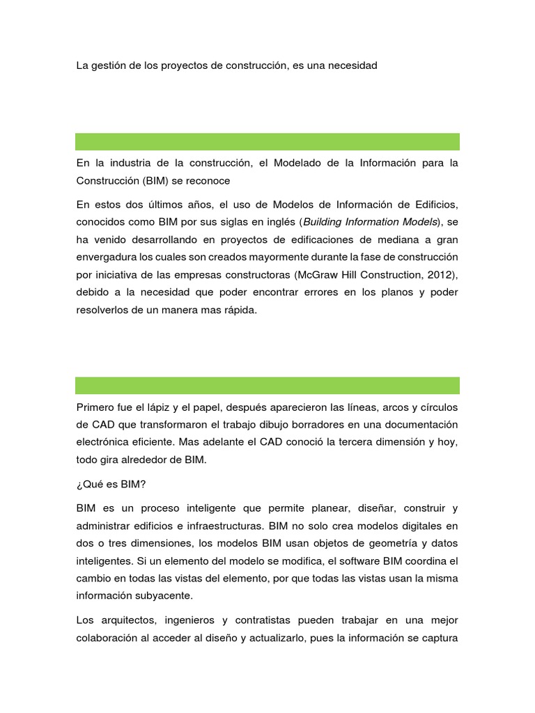 Gestión de Proyectos con BIM en Construcción | PDF | Software | Diseño