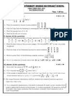 Indira Nagar Government Higher Secondary School I-Mid Term Test 2019 Mathematics-XII