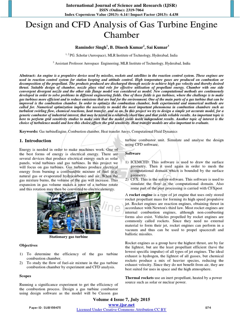 CFD Analysis of a Gas Turbine Combustion Chamber | PDF | Rocket Engine ...