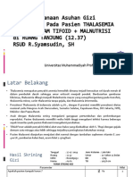 Penatalaksanaan Asuhan Gizi Terstandar Pada Pasien Thalesemia Dengan Tifoid Fever + Malnutrisi