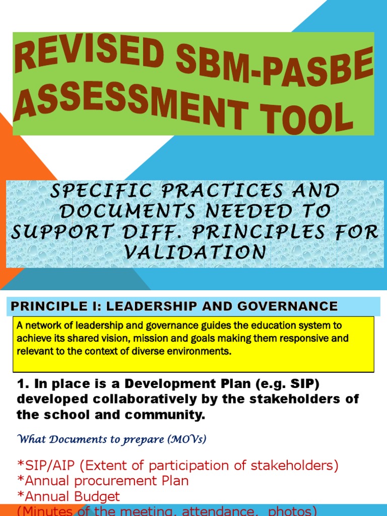 SBM-PASBE Assessment Tool Overview | PDF | Educational Assessment ...