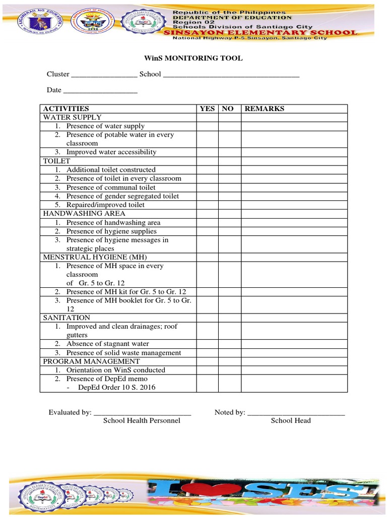 Wins Monitoring Tool | PDF | Wash | Sex Education