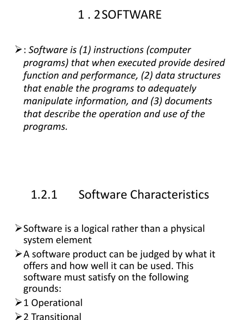 1 - 2software: : Software Is (1) Instructions (Computer | PDF ...