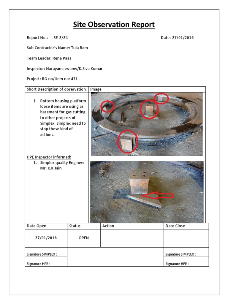 Site observation report pdf