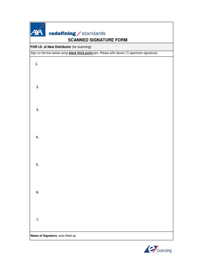 Scanned Signature Form for Distributors | PDF