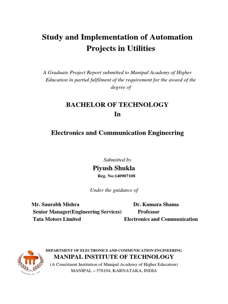 Automation in Utility Projects Report | PDF | Programmable Logic ...