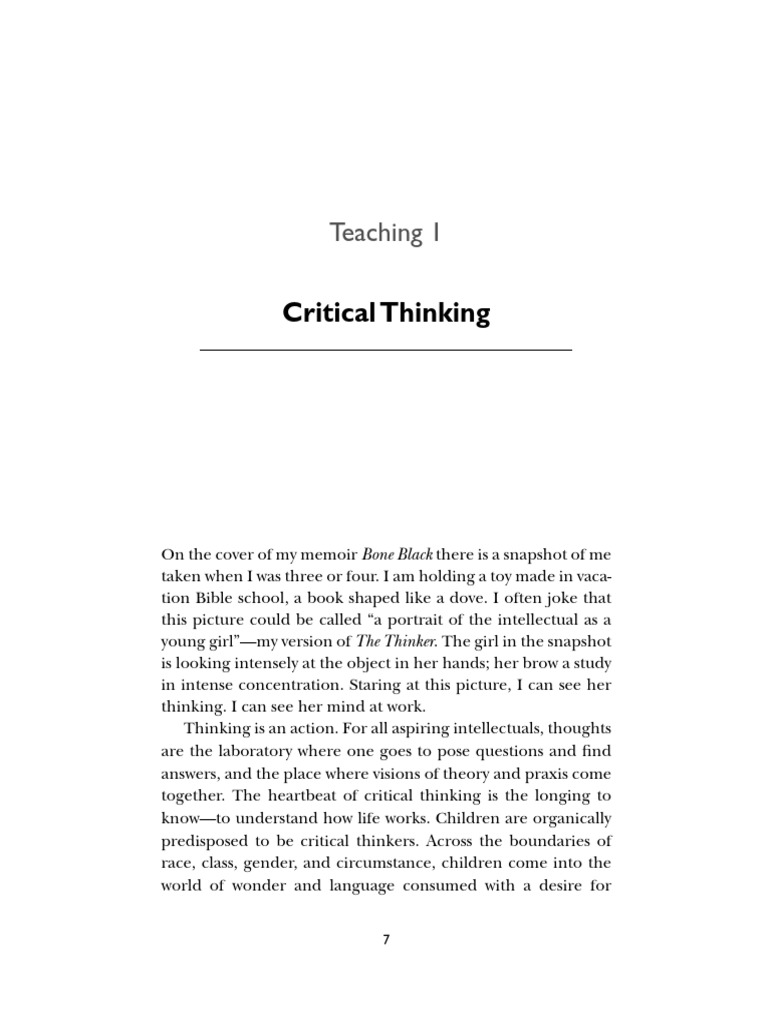 teaching critical thinking bell hooks summary