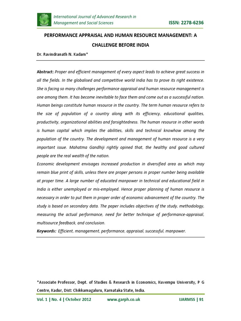 Human Resource Management Challenges in India | PDF | Performance ...