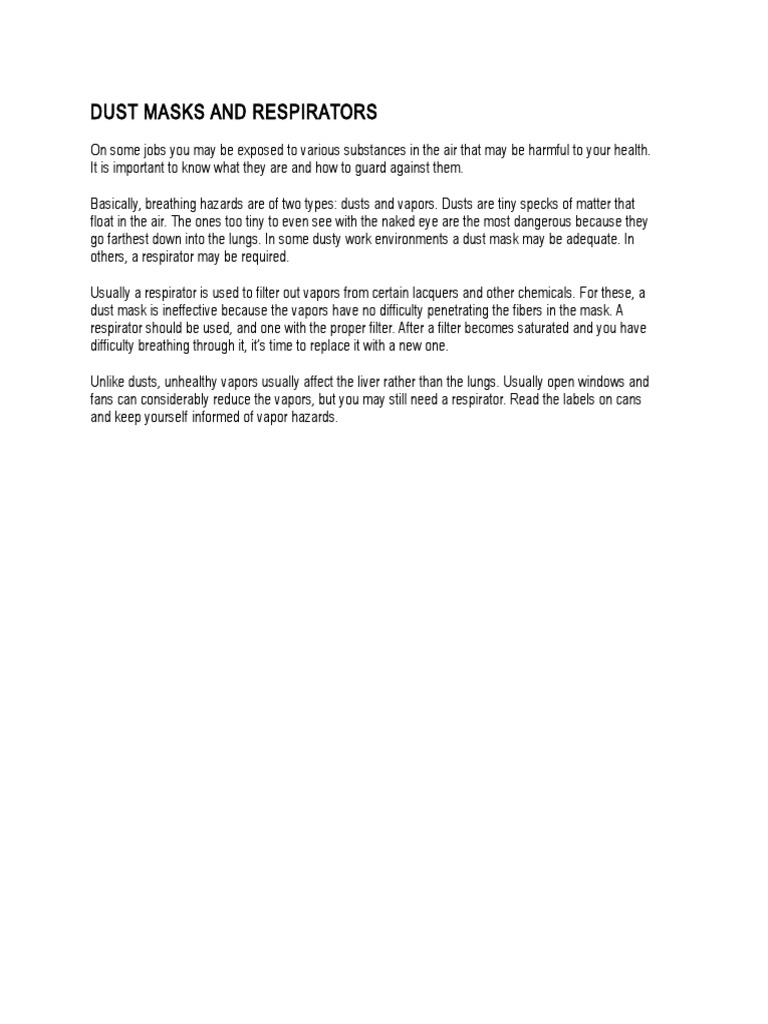 Dust Masks and Respirators PDF