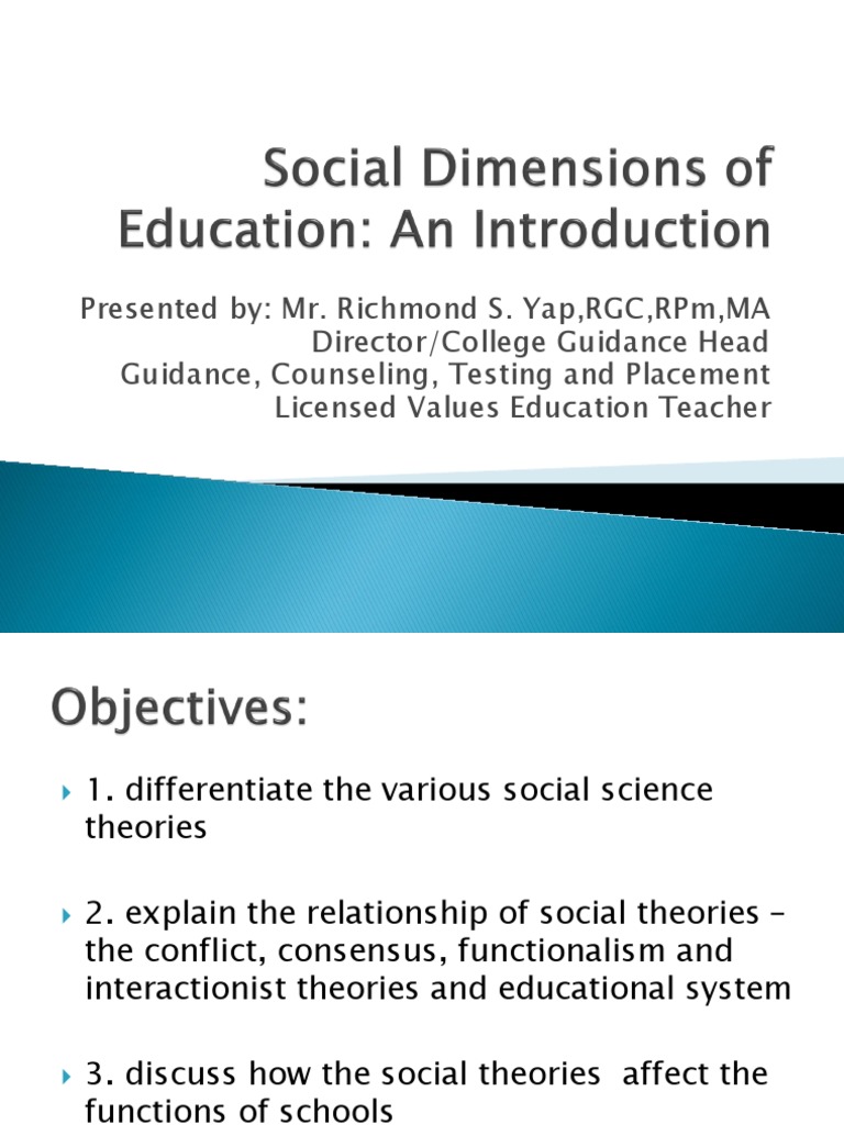 Social Dimension of Education | PDF | System | Behavioural Sciences