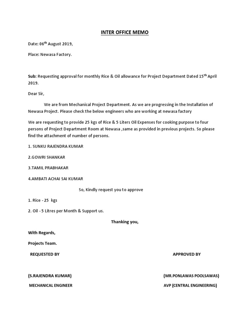 Monthly Rice & Oil Allowance Request | PDF | Home & Garden | Science ...