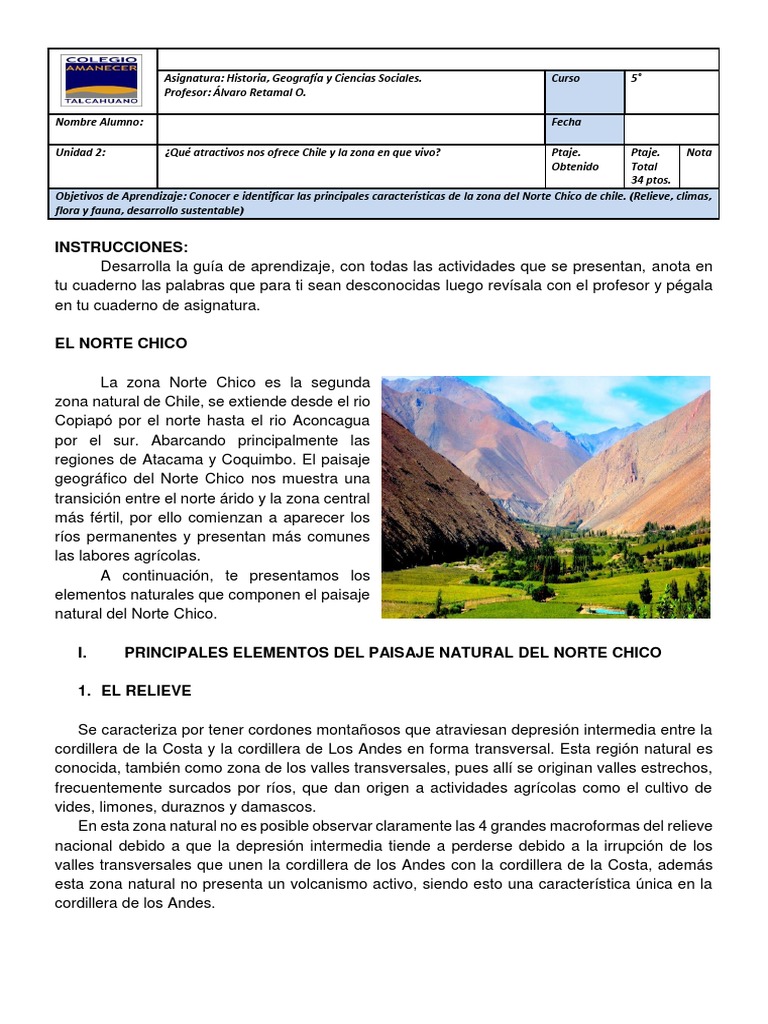 Caracteristicas Naturales Norte Chico | PDF | Andes | Ciencias de la Tierra