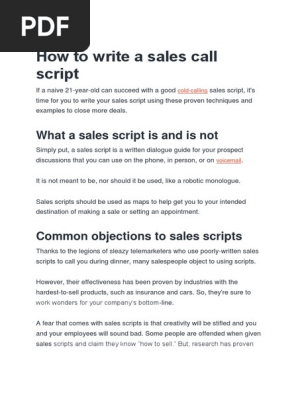 How to Write a Sales Call Script