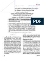 Developing Students' Critical Thinking Skills by Task-Based Learning in Chemistry Experiment Teaching