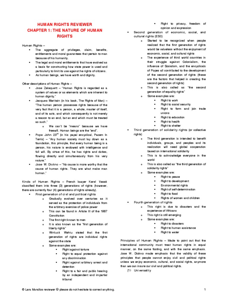 Human Rights Law Reviewer PDF | PDF | Human Rights | Natural And Legal ...