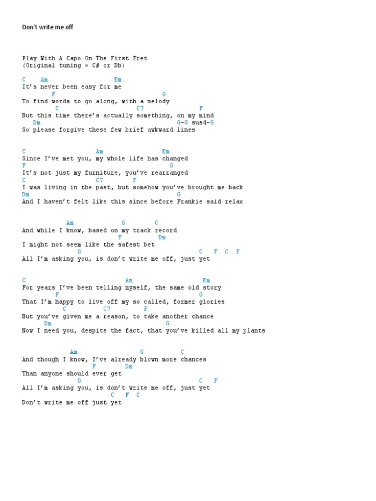 Dont Write Me Off PDF Entertainment (General)