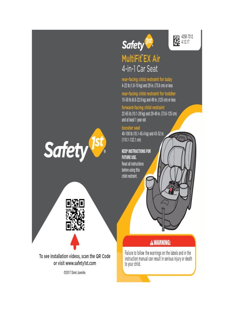 User Guide Safety 1st MultiFit EX Air 4In1 Car Seat Item No CC204