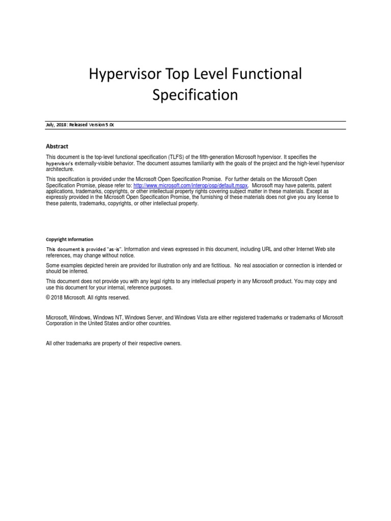 Hypervisor Top Level Functional Specification | PDF | Cpu Cache ...