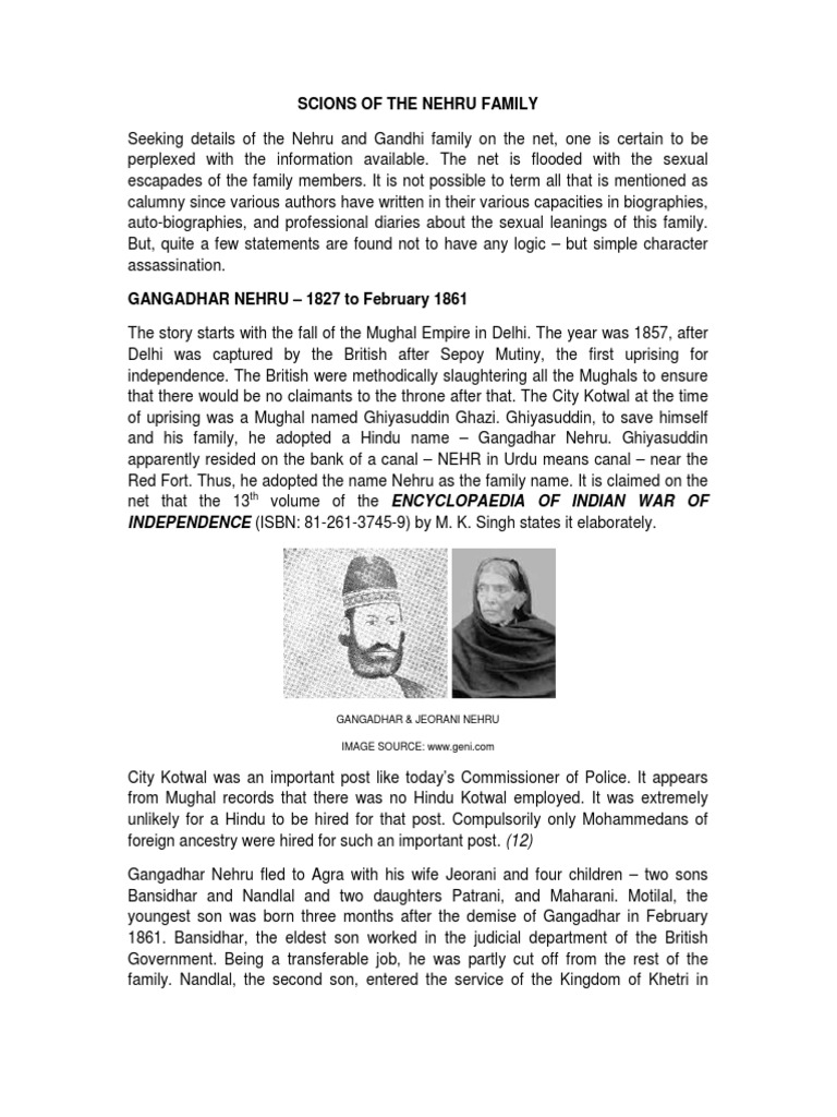 Nehru Family Tree and Origins | PDF | Jawaharlal Nehru
