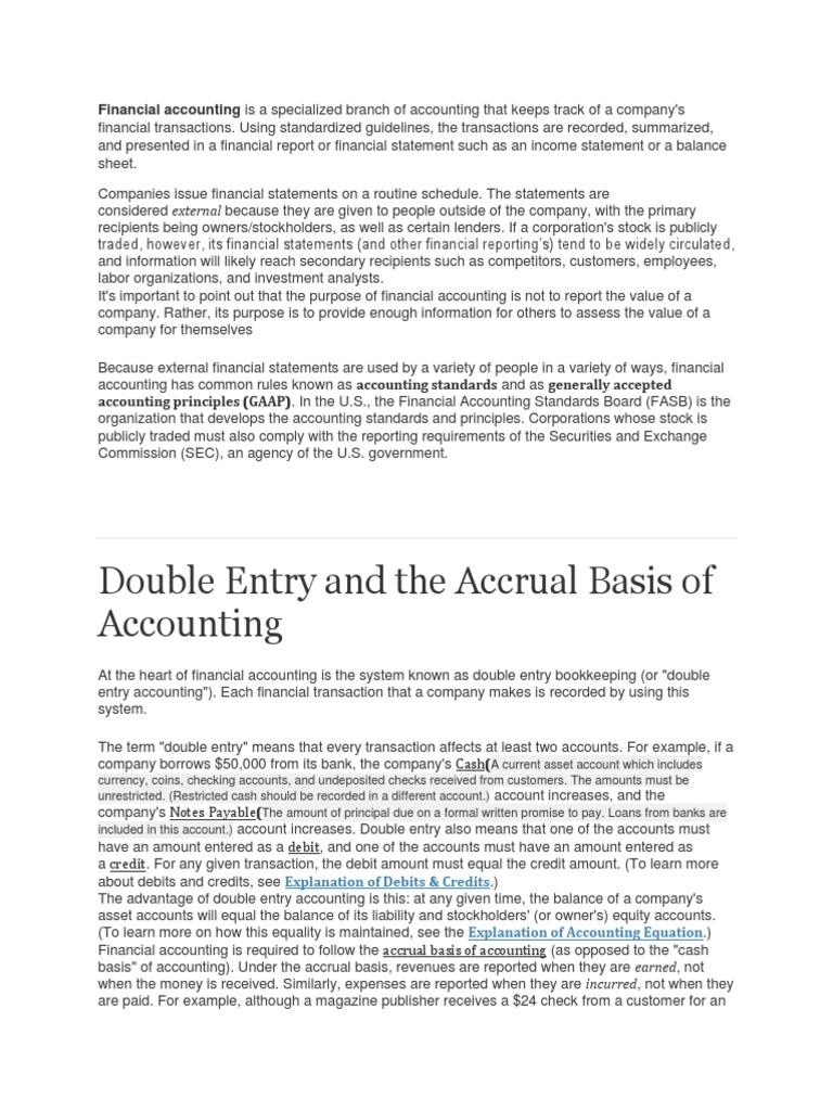 Financial Accounting Self Notes | PDF | Debits And Credits | Revenue