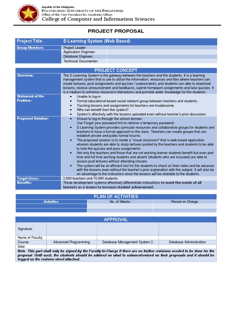 College of Computer and Information Sciences: Project Title: E-Learning ...