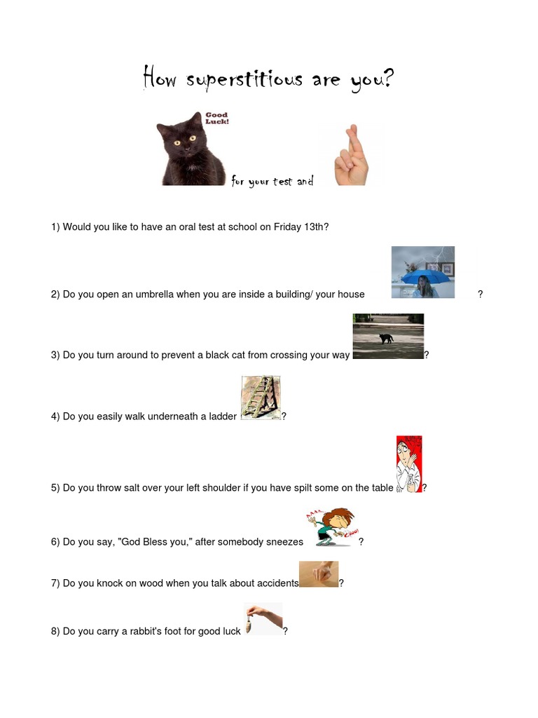 Worksheet Quiz On Superstitions PDF | PDF | Language Arts & Discipline ...