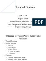 Threaded Devices: ME3180 Wayne Book From Norton, Machine Design and Budynas & Nisbett Mechanical