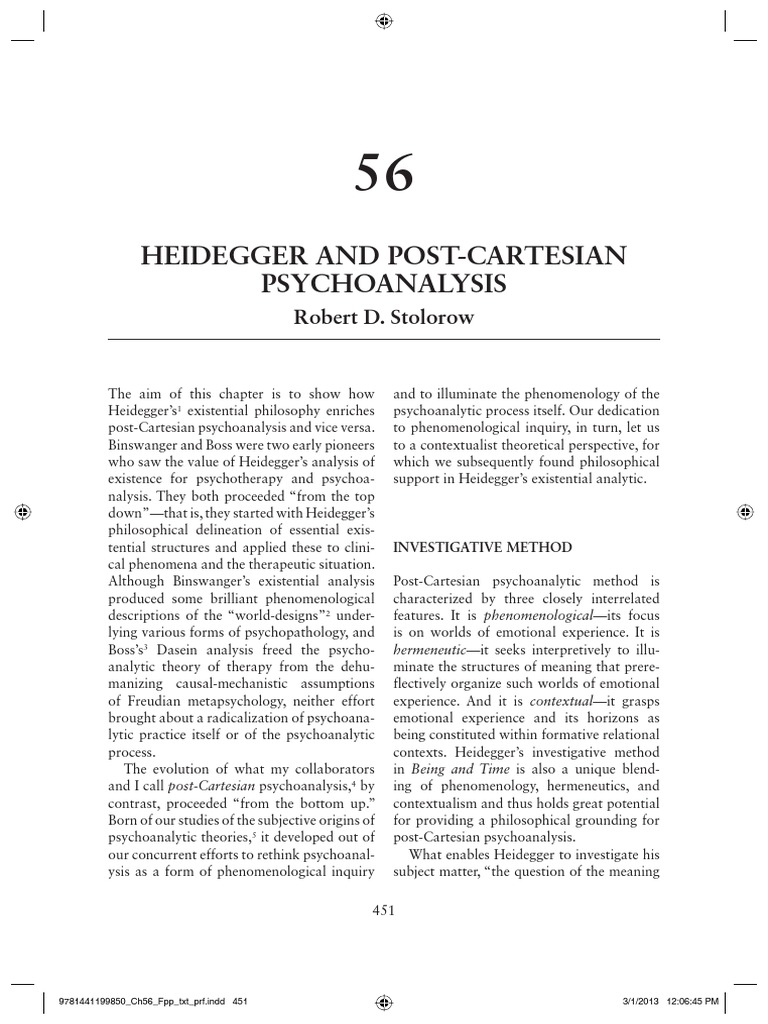 Heidegger and Post-Cartesian Psychoanaly PDF | PDF | Phenomenology ...