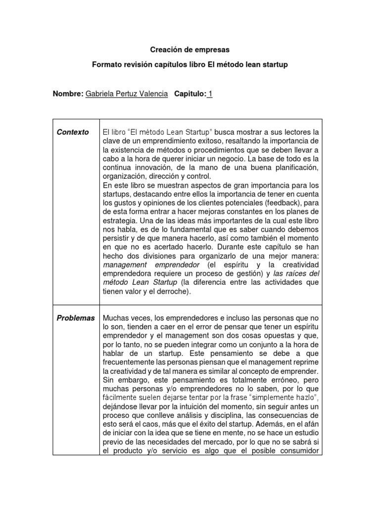 Claves del Capítulo 1: Lean Startup | PDF | Empresa de inicio ...
