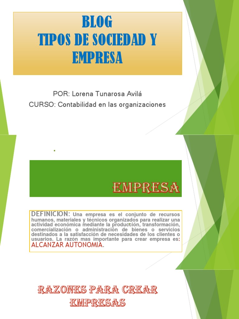 Blog Tipos de Sociedades y Empresa Powerpoint | PDF | Compartir ...
