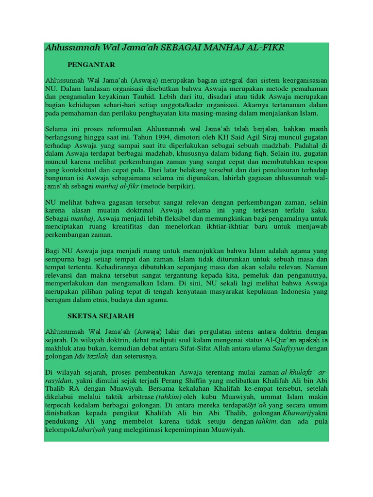 Ahlussunnah Wal Jama Pdf