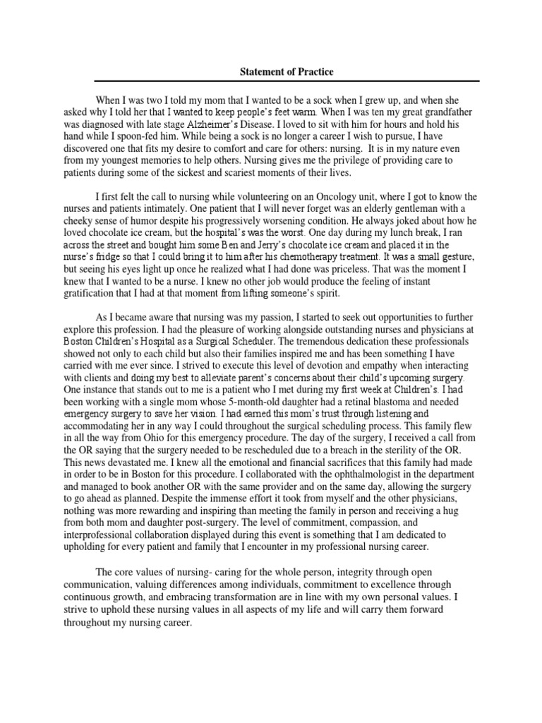 Statement of Practice Final | PDF | Surgery | Nursing