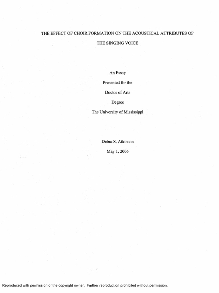 The Effect Of Choir Formation On The Acoustical Pdf Pdf Singing Choir