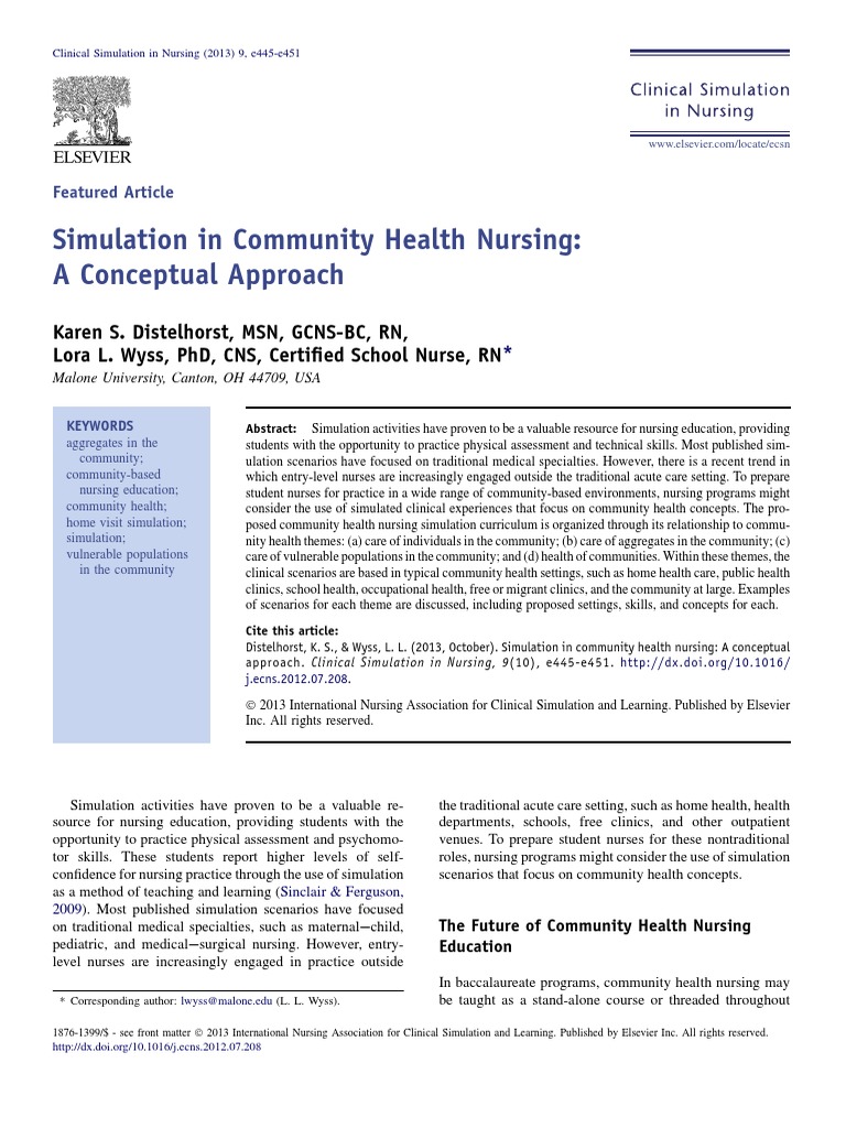 Simulation in Community Health Nursing: A Conceptual Approach | PDF ...