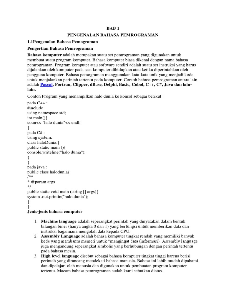 Soal Pemrograman Dasar Bab 1 Kelas 10 Darma Soal